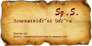 Szentmiklósi Sára névjegykártya
