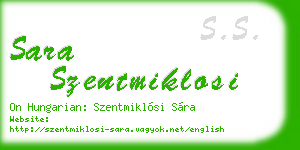 sara szentmiklosi business card